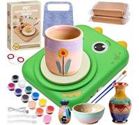 Lets Joy Kit de Poterie pour Enfants, Tour de Potier Portable, Mini Tour de Potier Électrique, avec DIY Outils Argile Peintures, Cadeau Kit de Loisirs Créatifs pour Enfants (C)