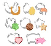 Lets Joy Lot de 8 Emporte Pièces Nouvel An, Emporte Pièces Inoxydable, 3D Biscuit Moule Nouvel An, Trèfle Porc-Bonheur Coccinelle Motifs de Dessins Animés, DIY Décoration Gâteau Fondant Cookie