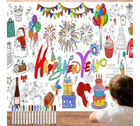 Lets Joy Nappe à Colorier pour Enfants, Decoration Nouvel An 2026, Nappe Couverture Table pour Enfants, DIY Décorations Cadeau Bonne Année Fournitures de Fête 76 * 183cm