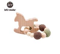 Let's Make Bébé Hochet Bracelet Jouets En Bois Crochet Perles Bébé Anneau De Dentition Cadeau De Noël Hérisson Elk Artisanat Anneau Gravé #K