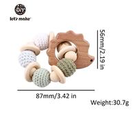 Let's Make Bébé Hochet Bracelet Jouets En Bois Crochet Perles Bébé Anneau De Dentition Cadeau De Noël Hérisson Elk Artisanat Anneau Gravé #A