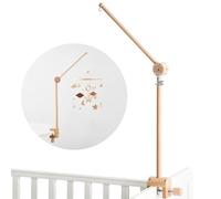 let's make Bras mobile pour berceau de bébé - Bras mobile en bois avec hauteur réglable et rotation à 360 °, base arquée améliorée, support de téléphone pour berceau de bébé, décoration de chambre