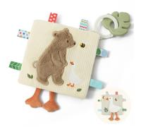 Let's Make Doudou Ours & Oie avec Étiquettes & Papier Qui Crisse pour Bébé | Tissus Velours & Éponge Contrastés Pour Le Jeu Tactile, Anneau De Dentition En Silicone, 0-6 Mois, Coffret Cadeau Baby Shower