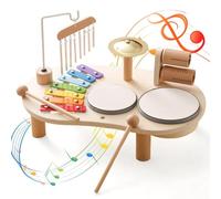 let's make Instruments de musique Montessori en bois pour enfants à partir de 1, 2, 3 ans, avec tambour xylophone, jouet éducatif, cadeau pour bébés d'âge préscolaire