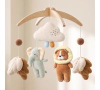 let's make Mobile pour berceau de bébé, peluche en velours cristal doux à suspendre avec animaux de la forêt, tons terre neutres, bras vendus séparément (éléphant)