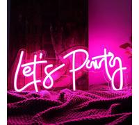 Let's Party Néon Lumières Décoratives Enseigne lumineuse Néon Signe, Enseigne lumineuse LED Décoration murale pour salle de jeux Chambre Mur Bar Mariage Cadeaux Décoration