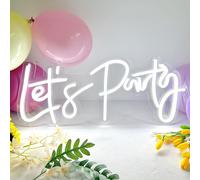 Let's Party Néon Lumières Décoratives Enseigne lumineuse Néon Signe, Enseigne lumineuse LED Décoration murale pour salle de jeux Chambre Mur Bar Mariage Cadeaux Décoration