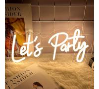 Let's Party - Panneau lumineux néon à HDJSIGN pour décoration murale, anniversaire, enterrement de vie de jeune fille, mariage, bar, alimentation USB