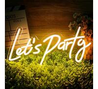 Lets Party Panneau néon pour décoration murale, décorations de fête, lumières fluorescentes à DEL, accessoires, blanc chaud, 41,9 x 21,3 cm