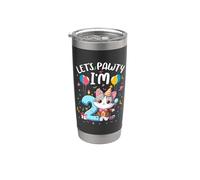 Let's Pawty I'm 2 Year Old Boy Chat Chaton 2ème anniversaire Gobelet isotherme en acier inoxydable double paroi