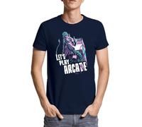 Let's Play Arcade T-shirt à manches courtes pour homme Modèle 287, Bleu marine, XL