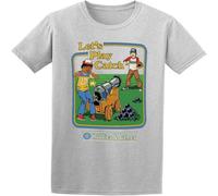 Let's Play Catch Men T Shirt Graphic Short Sleeve Top Tees Grey XL