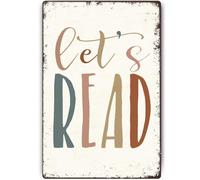 Let's Read - Décoration murale bohème pour salle de classe, salle de lecture, salle de lecture, chambre d'enfant, bibliothèque, 20,3 x 30,5 cm
