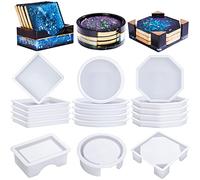 LET'S RESIN 18 Pcs Moule Silicone Résine Epoxy, Dessous de Verre pour la Décoration de la Maison