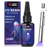 LET'S RESIN Colle avec Lampe UV, Collage & Durcissement en quelques secondes, 25g Resine UV pour Bijoux, le Soudage, la Réparation du Plastique, la Lumière en Verre