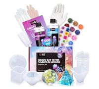 LET'S RESIN Epoxy Resin Kit Complet, 500ml Resine Epoxy avec Moule | Kit Resine Epoxy Complet Débutant, 1:1 en volume, Resine Epoxy Transparente Pour la Création de Bijoux