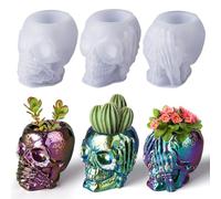 LET'S RESIN Lot de 3 moules en silicone pour loisirs créatifs de résine et décoration d’intérieur, « Ne pas voir le Mal, ne pas entendre le Mal, ne pas dire le Mal », forme de têtes de mort