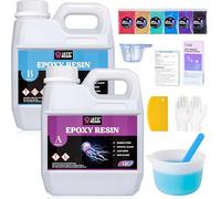 LET'S RESIN Resine Epoxy Kit 2,4L, Résine Epoxy sans Bulles, 1:1 en Volume, Resine Epoxy Transparente pour Gobelets, Moules, Bijoux, Résine d'art avec 6 Poudres de Mica, Grande Tasse en Silicone