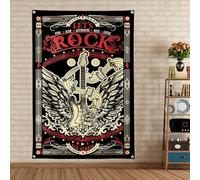 LET'S ROCK Fun Punk Metal Music Tapisserie Drapeau Vintage Hard Rock Poster Bannière à Suspendre pour Maison Extérieur Chambre Dortoir Chambre Décoration Murale 10,9 x 145,2 cm