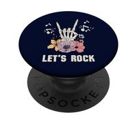 Let's Rock Squelette Hand Music Lover Halloween Roker PopSockets PopGrip Adhésif