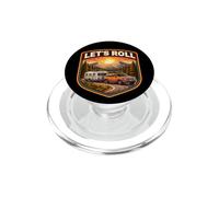 Let's Roll Caravane Camping Remorque Montagne Camper Nature PopSockets PopGrip pour MagSafe
