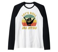 Let's Roll Jiu Jitsu Vintage Sunset Funny Martial Arts BJJ Manche Raglan