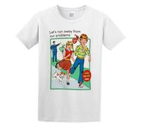 Lets Run Away from Our Problems Mens T-Shirt White Tees Unisex Shirt M