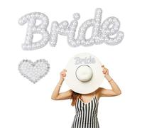 Let'S Style Pearl Bride Patch Thermocollant avec Lettres et Cœur en Strass Applique à Coudre avec Lettre Anglaise « Mariée » Patch Brodé pour Vêtements de Mariage Sacs Vestes Chapeaux Décoration