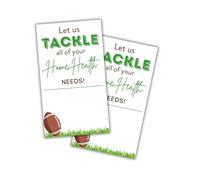 Let's Tackle All Your Home Healthcare Needs Lot de 50 cartes de football 5,1 x 8,9 cm Étiquettes promotionnelles Outils de marketing pour entreprise d'automne Aide aux infirmières Services médicaux