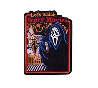 Let's Watch Scary Movies Patch Grim Reaper Brodé à repasser ou à coudre Patch de moto pour vêtements, jeans, vestes, autocollants