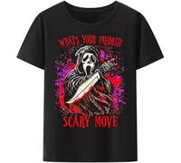 Lets Watch Scary Movies Scream Horror Halloween T Shirt Novelty Funny Graphic Shirts Tee Men Popular Gothic Tops Black M