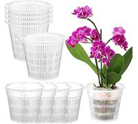 LetsDressUp Lot de 10 pots d'orchidée transparents de 14 cm avec trous, pots de fleurs en plastique durable, drainage des plantes pour semis 5.5 Inches
