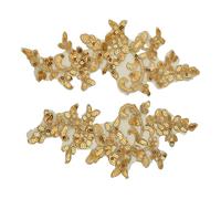 Letsinstyle 1 paire D'Appliques en Dentelle à Paillettes Brodées Dorées Patch de Col en Tissu Fleuri Appliques en Dentelle Florale Patchs Brodés de Fleurs pour la Couture de Vêtements Costumes