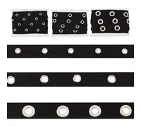 Letsinstyle 12 Yards Noir Oeillet Sergé Garniture avec Œillets 3 style de Ruban à Œillets en Coton Bande Perforée en Métal Argenté pour Coudre des Vestes et des Chaussures