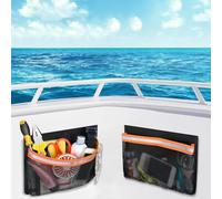Letsinstyle 2 sac de Rangement pour Bateau de 7.09 x 9.84 pouces Sacs de Rangement Auto Adhésifs pour Bateaux avec Fermeture Auto Agrippante de Secours Filet en Maille Étanche pour Gants Outils