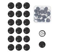 Letsinstyle 20 bouton Recouvert de Similicuir de 18mm Bouton de Couture Rond Noir à Tige Rembourrage en Cuir PU à Coudre pour Meubles Jeans Canapés Loisirs Créatifs