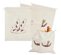 Let'Sinstyle 3 grand Sac à Pain en Lin avec Cordon de Serrage Sacs à Pain Réutilisables Non Blanchis pour le Stockage du Pain de Grande Taille Organisation Alimentaire pour le Stockage des Aliments