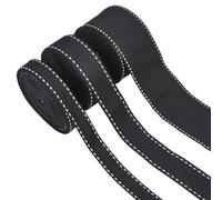 Letsinstyle 3 Tailles Ruban Gros Grain à Bord Cousu Rubans de Sangle Double Face Cousus de 15 yard Bordure de Point de Selle Noir à Points de Jonction pour Loisirs Créatifs