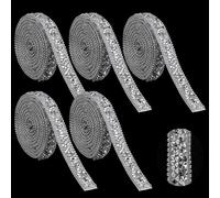 Let'Sinstyle 5 ruban Adhésif en Strass de 1 mètres Rubans de Strass Scintillants Argentés Autocollant Bling Diamond pour Loisirs Créatifs et Décoration Intérieure