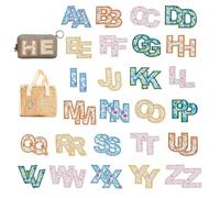Letsinstyle 52 écusson Autocollant en Tissu à Motif Floral Lettres Adhésives Brodées Patch de Réparation Anglais A Z pour Vêtements Vestes Sacs à Dos Casquettes de Camionneur à Faire Soi Même