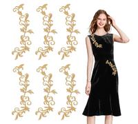Let'Sinstyle 6 PCS Applique de Broderie de Fleurs Dorées Appliques de Broderie de Feuilles pour la Réparation et la Décoration Patchs Décoratifs pour Robe de Mariée Accessoires de Bricolage