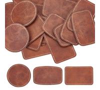 Letsinstyle 60 pièce de Patchs Gravables en Cuir PU Patch Thermocollant Rectangulaire Arrondi Rustique Kit Porte Clés Marron pour Chapeaux Costumes Réparation de Tissus Couture Laser