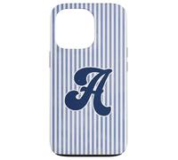 Letter A Initial Monogram Blue Stripe Aesthetic Graphic Coque pour iPhone 13 Pro