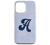 Letter A Initial Monogram Blue Stripe Aesthetic Graphic Coque pour iPhone 13 Pro Max