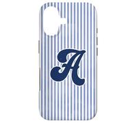 Letter A Initial Monogram Blue Stripe Aesthetic Graphic Coque pour iPhone 17