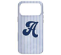 Letter A Initial Monogram Blue Stripe Aesthetic Graphic Coque pour iPhone 17 Pro Max