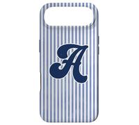 Letter A Initial Monogram Blue Stripe Aesthetic Graphic Coque pour iPhone Air