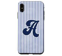 Letter A Initial Monogram Blue Stripe Aesthetic Graphic Coque pour iPhone XS Max