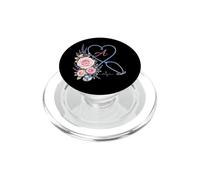 Letter A Initial Monogram Nurse Pink Roses Heart Stethoscope PopSockets PopGrip pour MagSafe