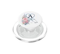 Letter A Initial Monogram Nurse Pink Roses Heart Stethoscope PopSockets PopGrip pour MagSafe